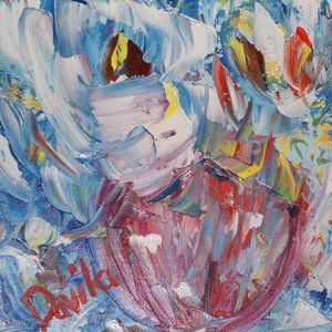 New, Original "French Buttercup Floral" oil painting by, Davila 12"x12"